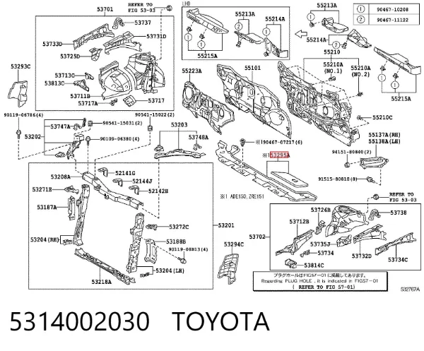 Повітропровід / дефлектор радіатора, верхній 5314002030 Toyota