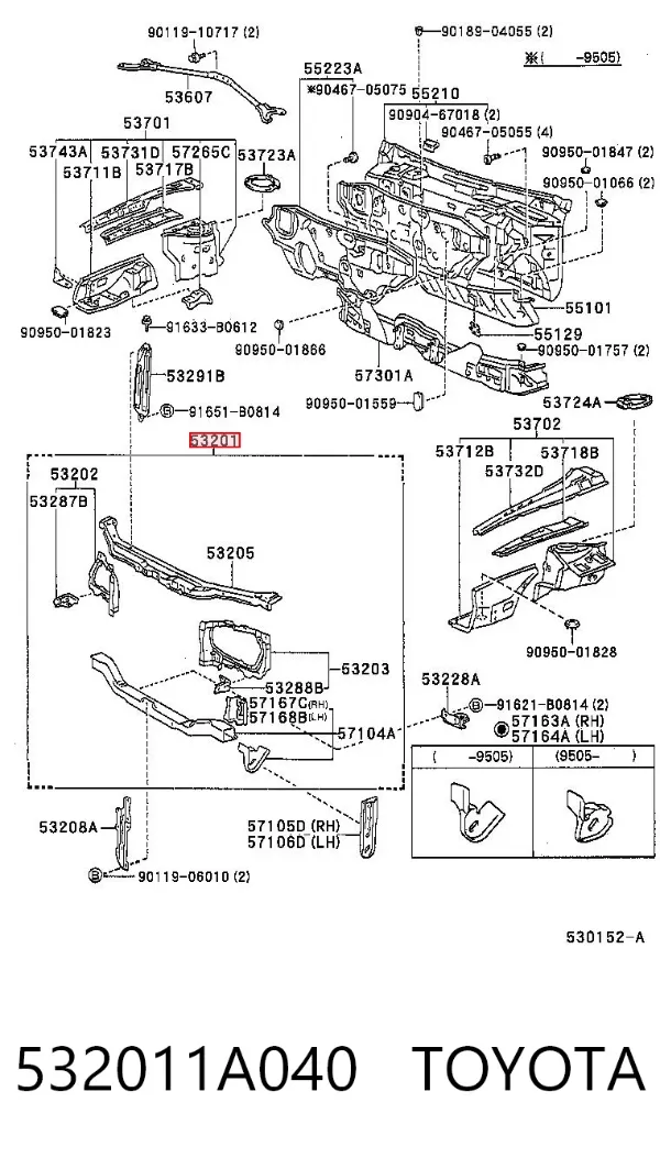 Рамка радіатора 532011A040 Toyota