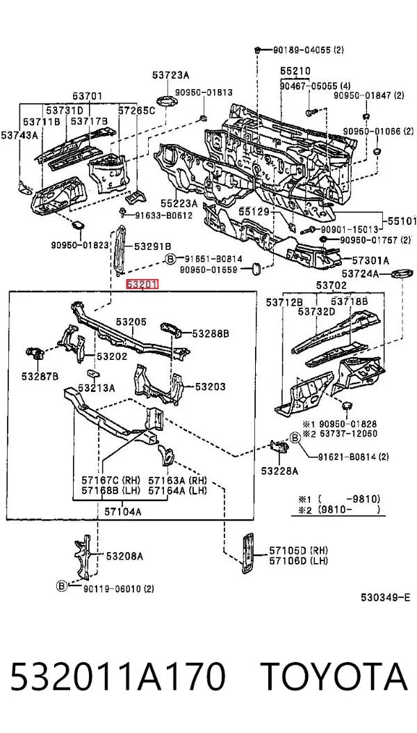 Рамка радіатора 532011A170 Toyota