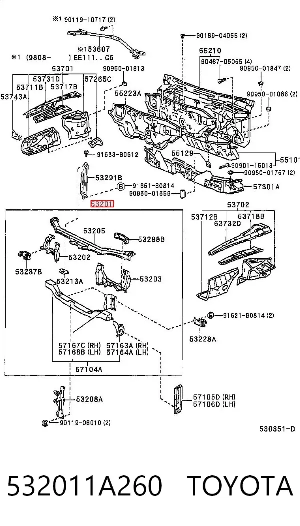 Рамка радіатора 532011A260 Toyota