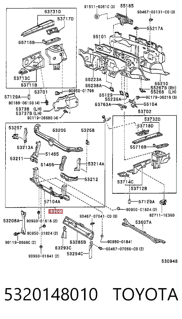Рамка радіатора 5320148010 Toyota