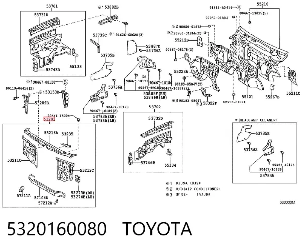 Рамка радіатора 5320160080 Toyota