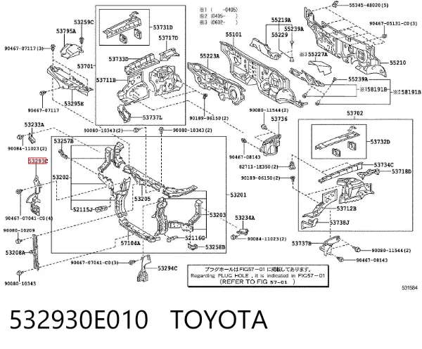 Повітропровід (дефлектор) радіатора, правий 532930E010 Toyota