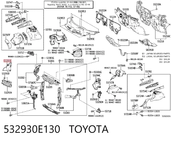Повітропровід (дефлектор) радіатора, правий 532930E130 Toyota