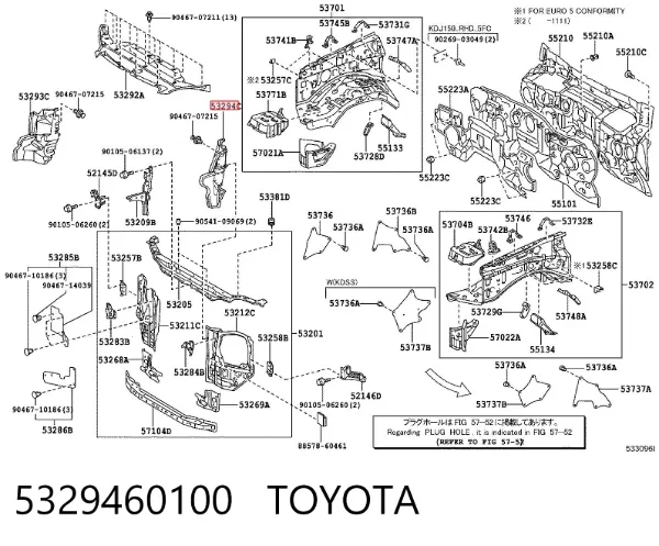 Повітропровід (дефлектор) радіатора, лівий 5329460100 Toyota