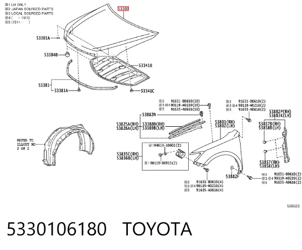 Капот 5330106180 Toyota