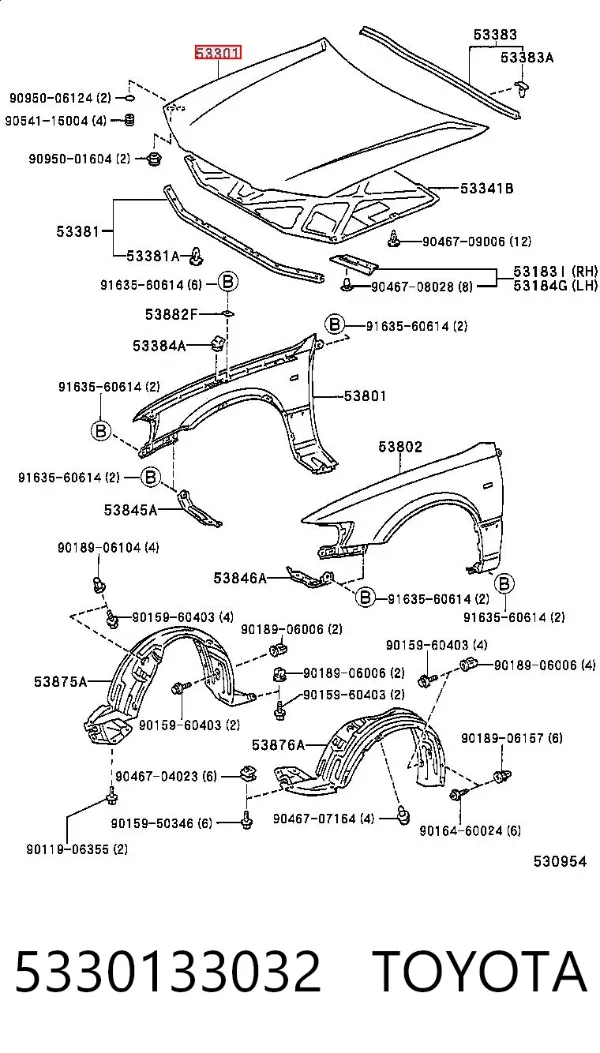 Капот 5330133032 Toyota