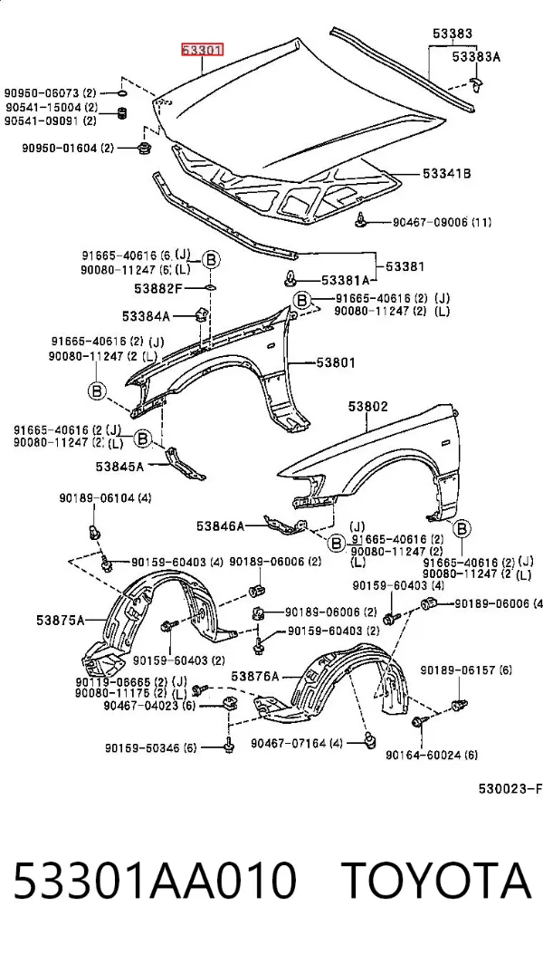Капот 53301AA010 Toyota