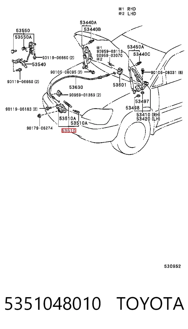 Замок капота Lexus RX 300