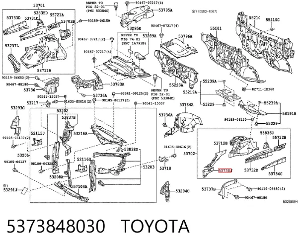 Кронштейн бампера переднього, лівий 5373848030 Toyota