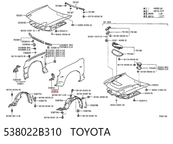 Крило переднє ліве 538022B310 Toyota