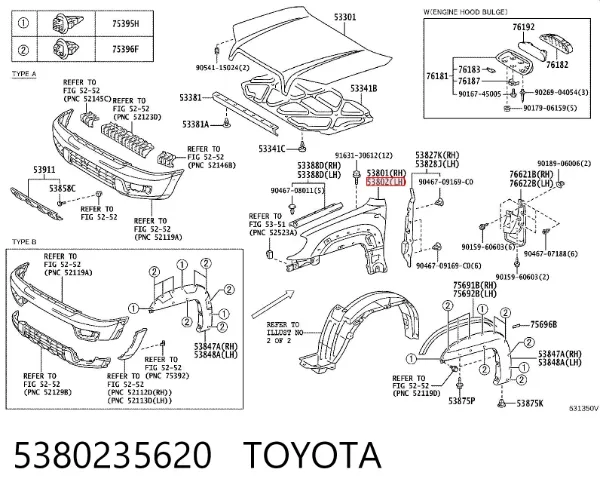 Крило переднє ліве 5380235620 Toyota