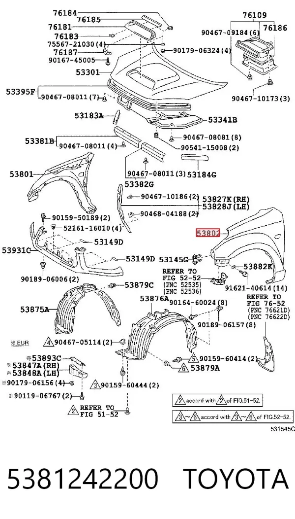 Крило переднє ліве 5381242200 Toyota