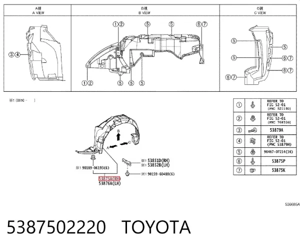 Підкрилок передній правий Toyota Auris JPP