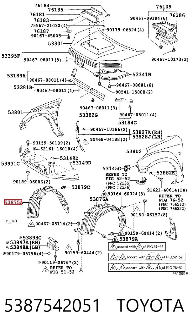 Підкрилок передній правий 5387542051 Toyota