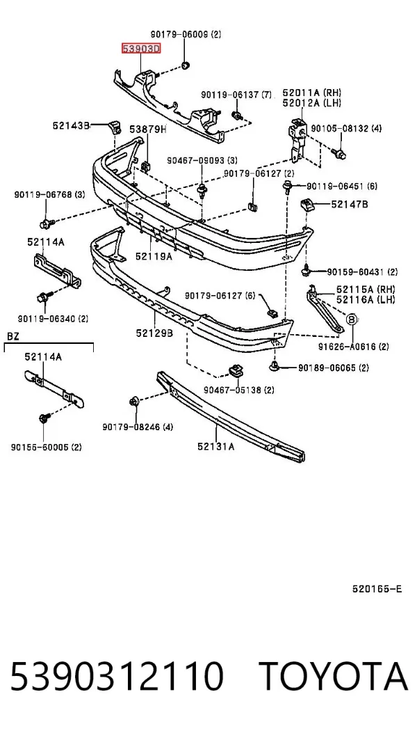 Накладка фар, нижня 5390312110 Toyota
