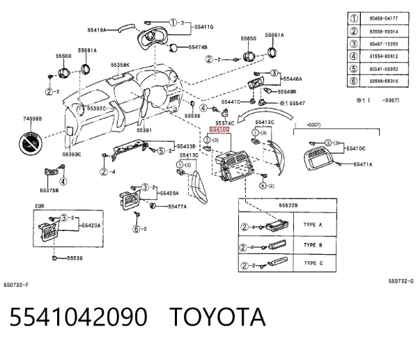 Облицювання щитка приладів "торпедо" 5541042090 Toyota