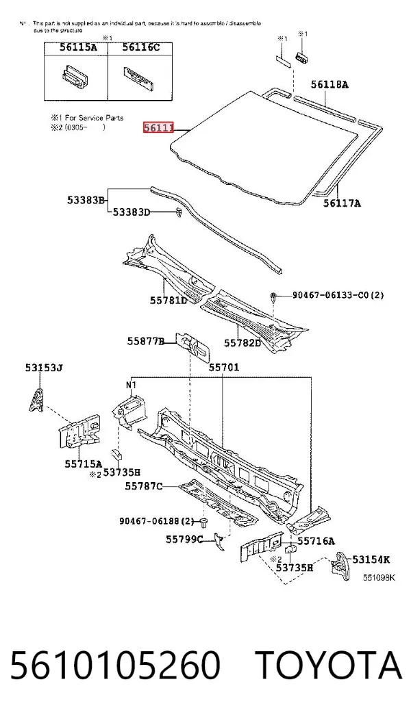 Лобове скло 5610105260 Toyota