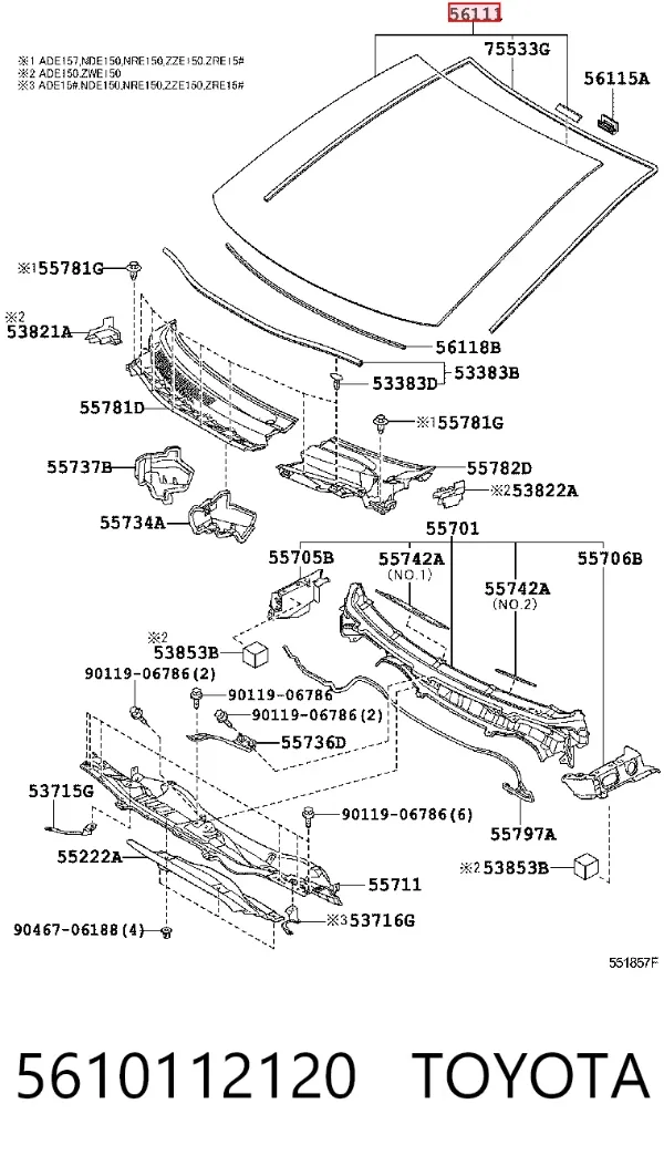 Лобове скло 5610112120 Toyota