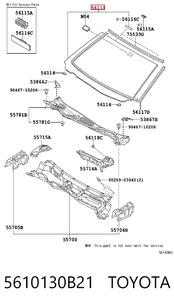 Лобове скло 5610130B21 Toyota