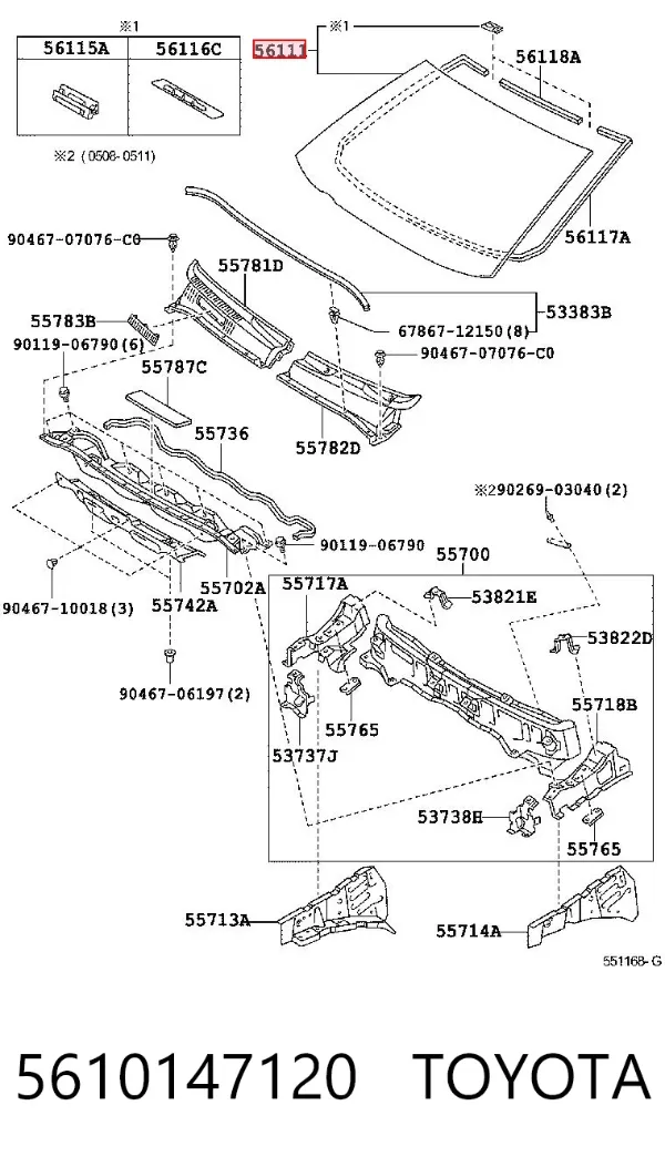 Лобове скло Toyota Prius NHW20