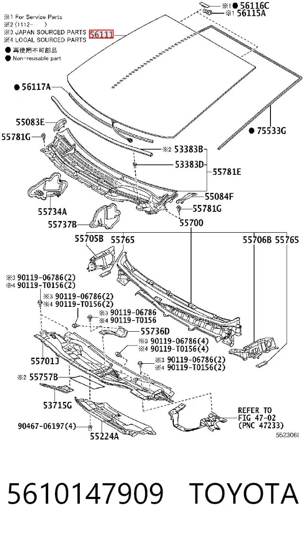 Лобове скло 5610147909 Toyota