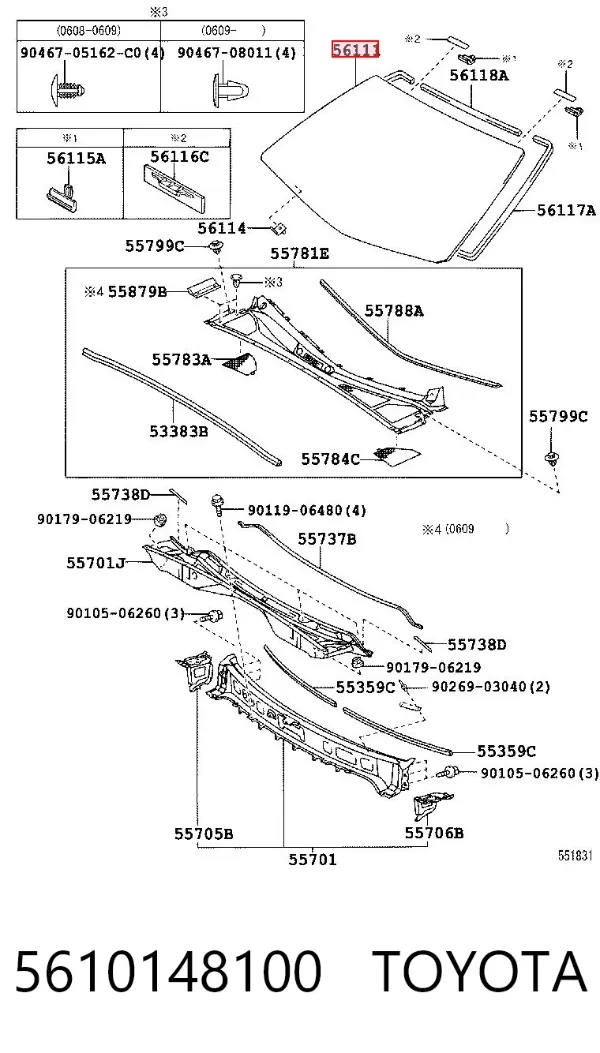 Лобове скло 5610148100 Toyota
