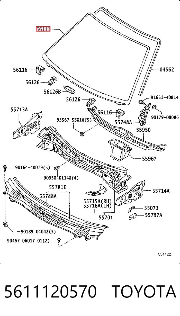 Лобове скло 5611120570 Toyota