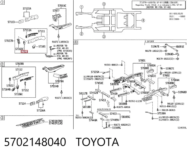Кронштейн підсилювача переднього бампера 5702148040 Toyota