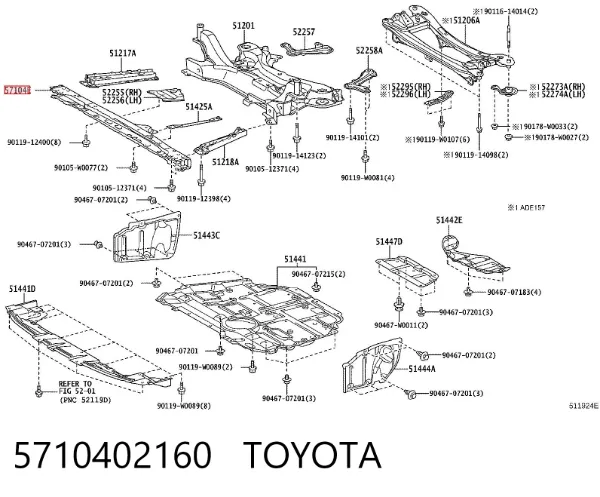 Балка передньої підвіски (підрамник), передня 5710402160 Toyota