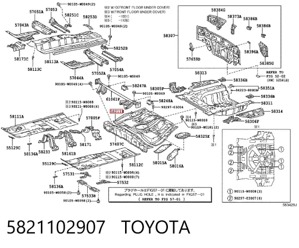 Днище кузова 5821102907 Toyota