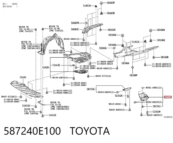 Захист двигуна, лівий 587240E100 Toyota