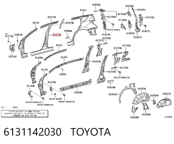 Стійка центральна, права 6131142030 Toyota