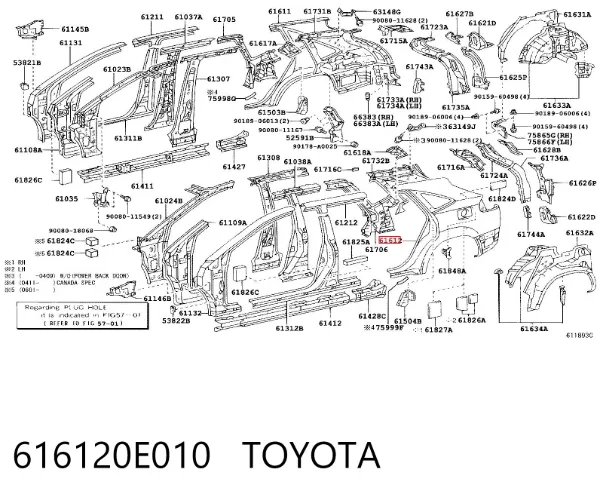 Крило заднє ліве 616120E010 Toyota