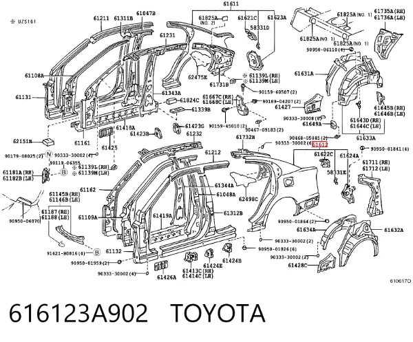 Крило заднє ліве 616123A902 Toyota