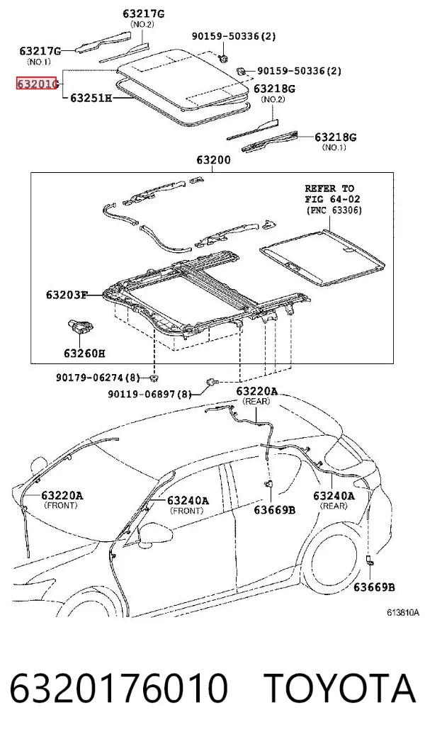 Скло люка даху 6320176010 Toyota