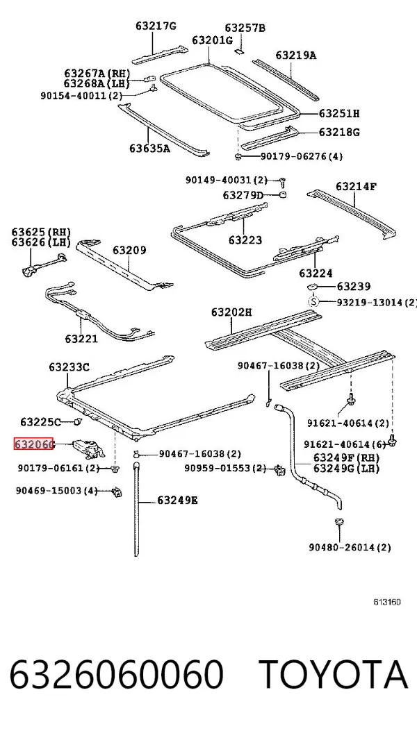 Двигун приводу люка 6326060060 Toyota