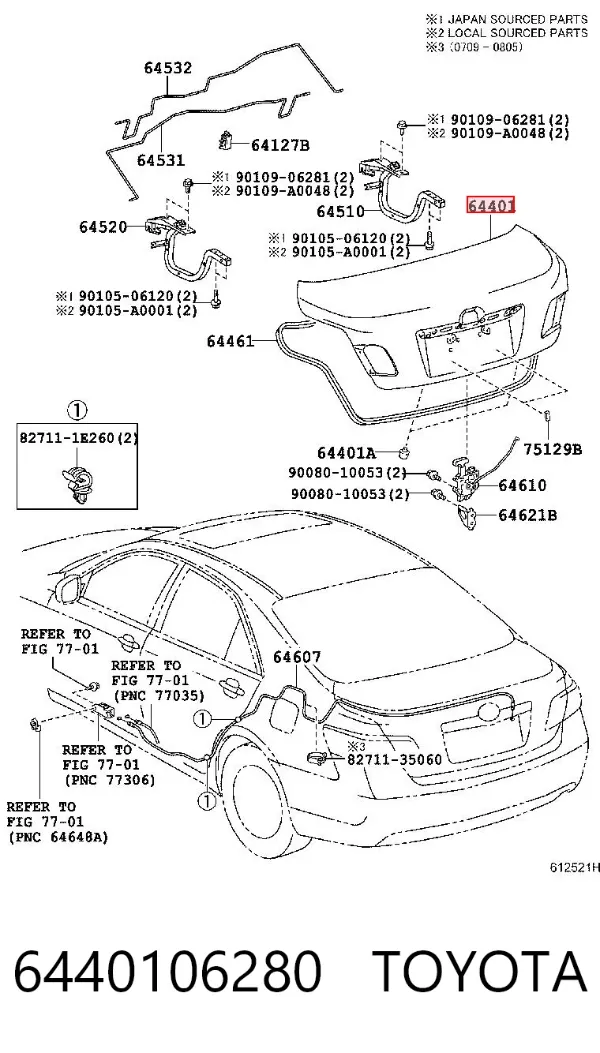 Кришка багажника 6440106280 Toyota
