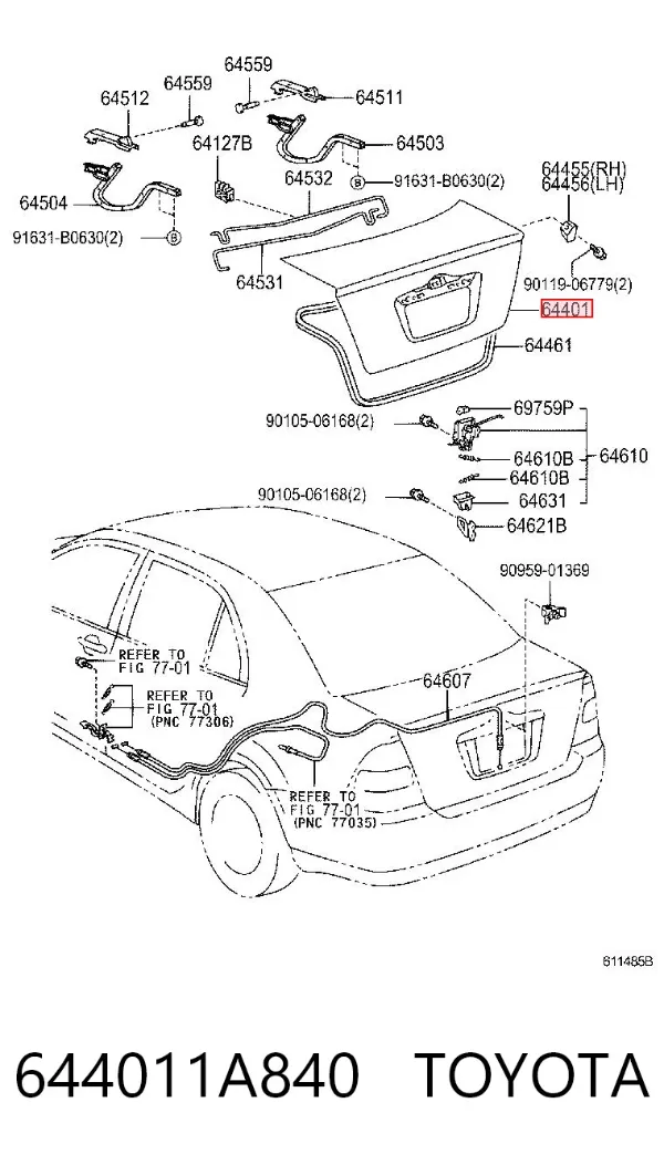 Кришка багажника 644011A840 Toyota