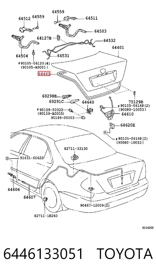 Ущільнювач кришки багажника 6446133051 Toyota
