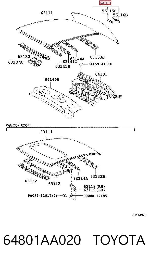 Заднє скло 64801AA020 Toyota
