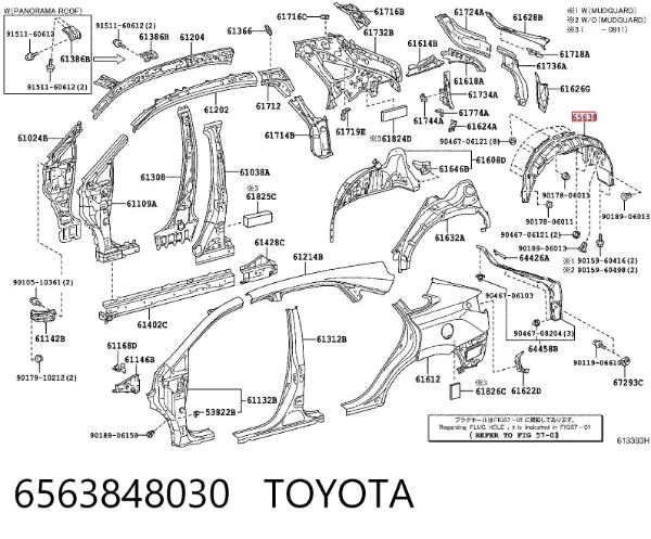 Підкрилок заднього крила, лівий 6563848030 Toyota