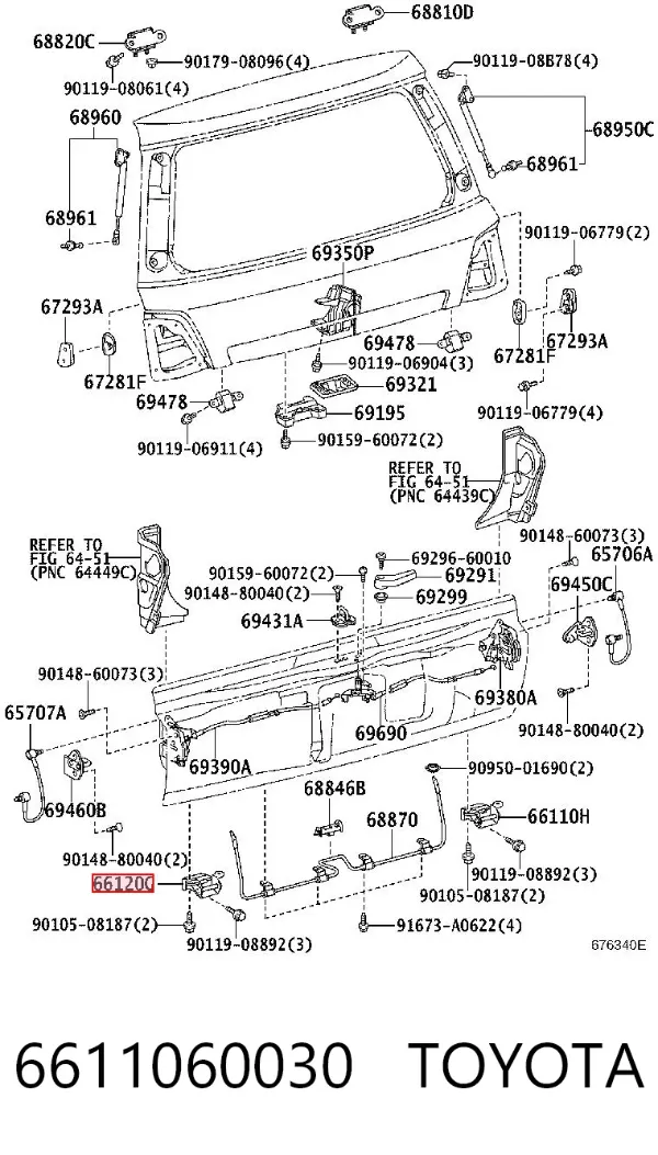 Петля заднього борта, права 6611060030 Toyota
