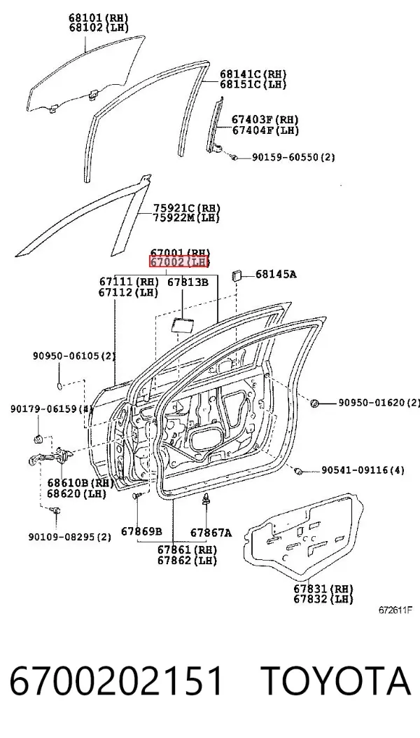 Двері передні ліві 6700202151 Toyota