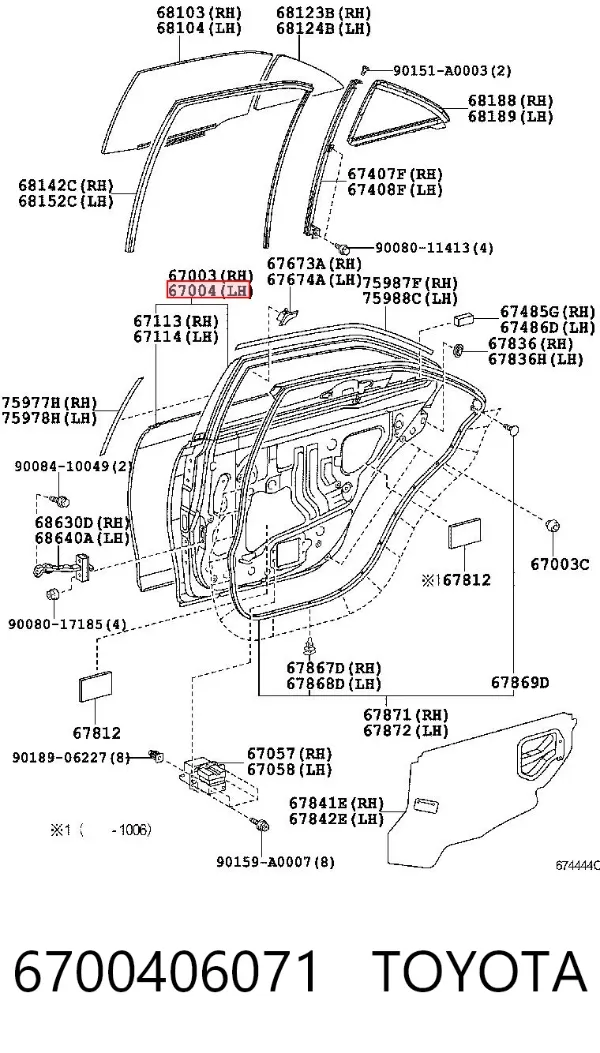 Двері задні, ліві 6700406071 Toyota