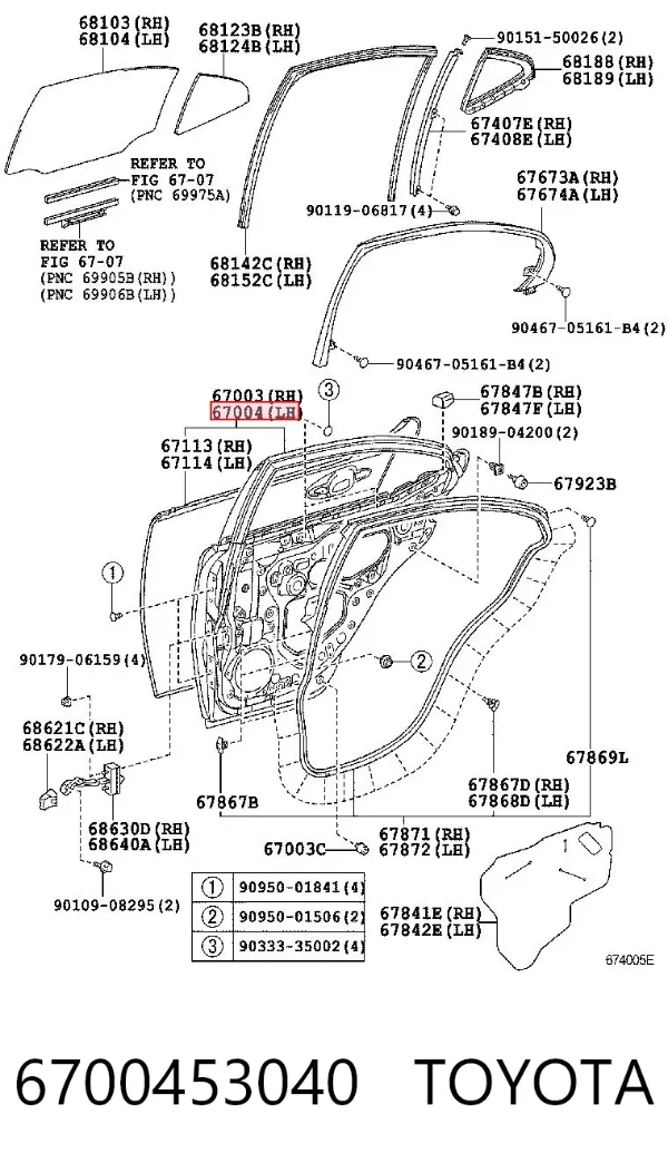 Двері задні, ліві 6700453040 Toyota