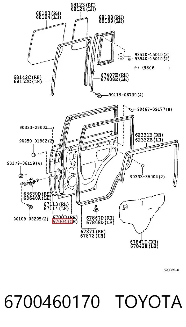 Двері задні, ліві 6700460170 Toyota