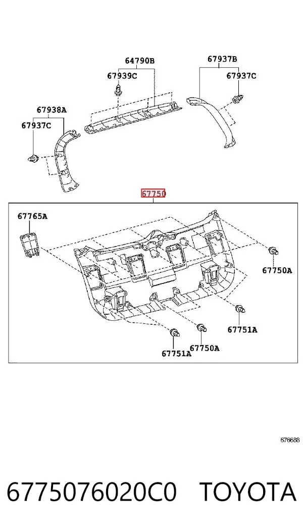 Обшивка-облицювання кришки багажника 6775076020C0 Toyota