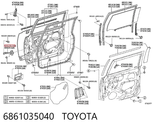 Обмежувач відкриття дверей, передній правий 6861035040 Toyota