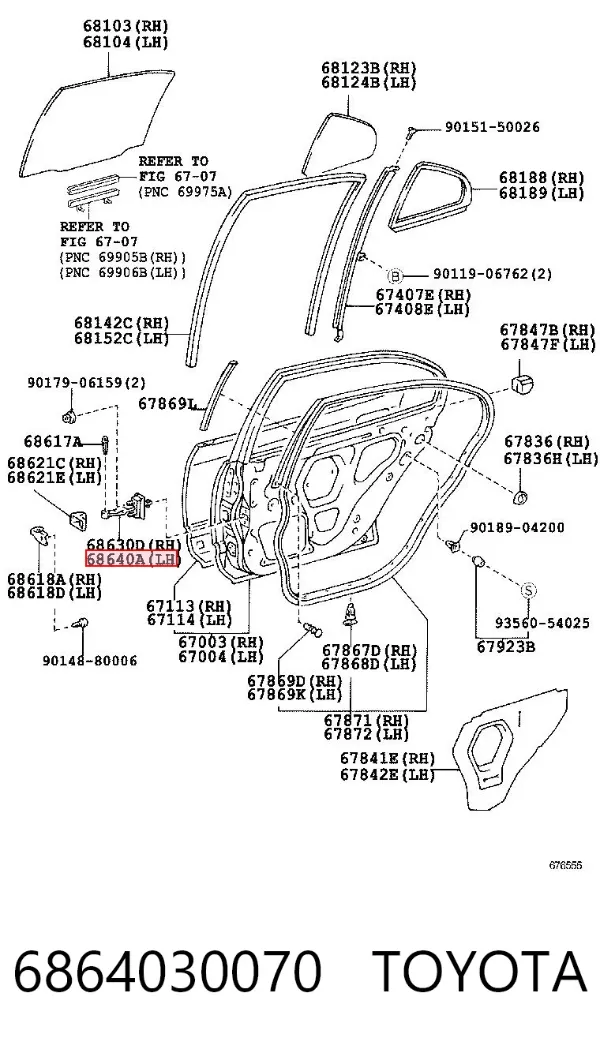 Обмежувач відкриття дверей, задній лівий 6864030070 Toyota